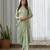 Mint green floral printed semi saree with dhoti pants