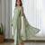 Mint green floral printed semi saree with dhoti pants