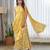 Yellow floral printed ruffle semi saree dress