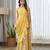 Yellow floral printed ruffle semi saree dress