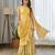 Yellow floral printed ruffle semi saree dress