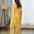Yellow floral printed ruffle semi saree dress