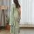 Mint green floral printed ruffle semi saree dress