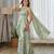 Mint green floral printed ruffle semi saree dress