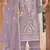 Purple embroidered organza stitched palazzo style salwar suit