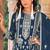Blue embroidered organza semi-stitched palazzo style salwar suit