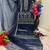 Blue embroidered organza semi-stitched palazzo style salwar suit