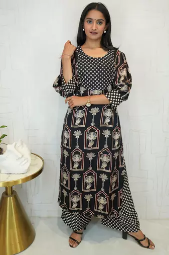Midnight muse handcrafted kurti & plazo