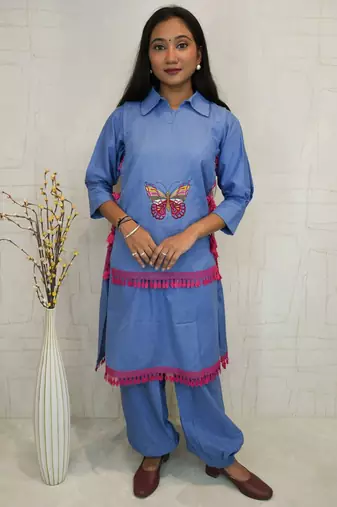 Butterfly embroidered 3-piece co-ord set