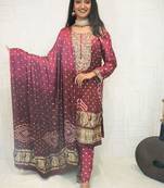 Handcrafted luxurious bandhani suit.