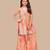 White Button New Flamingo Pink Floral Print Girl's Alia style Sharara Georgette Salwar Suit for kids