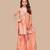 White Button New Flamingo Pink Floral Print Girl's Alia style Sharara Georgette Salwar Suit for kids