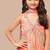 White Button New Flamingo Pink Floral Print Girl's Alia style Sharara Georgette Salwar Suit for kids