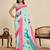 Sky blue chinon printed saree with floral & peacock design, party wear saree with blouse