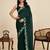 Green georgette printed saree with fancy pallu and stylish blouse – party & casual wear