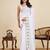 White georgette printed saree with fsdhphunygbincy pallu sdhphunygbind stysksh blouse – party & casual wear