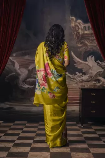 LIMEGREEN BOLLYWOOD DIGITAL PRINTED SAREE