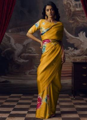 MUSTARD BOLLYWOOD DIGITAL PRINTED SAREE 1