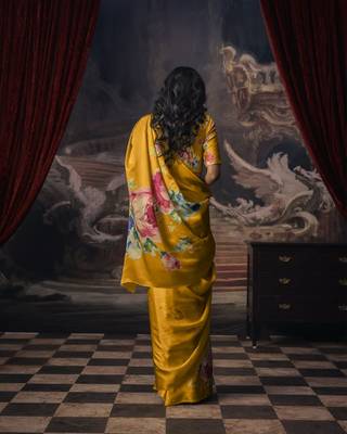 MUSTARD BOLLYWOOD DIGITAL PRINTED SAREE 2