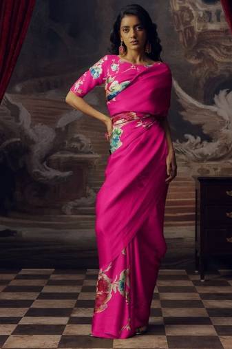 RANI-PINK BOLLYWOOD DIGITAL PRINTED SAREE