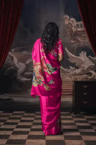 RANI-PINK BOLLYWOOD DIGITAL PRINTED SAREE