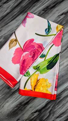 HOT RED AND WHITE BOLLYWOOD DIGITAL PRINTED SAREE 5