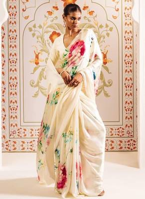 WHITE BOLLYWOOD DIGITAL PRINTED SAREE 4