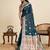 Teal paithani silk blend saree with rich zari woven pallu and contrast mina kari border, traditional designer blouse