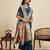 Teal paithani silk blend saree with rich zari woven pallu and contrast mina kari border, traditional designer blouse