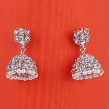 Charming round shape silver plated jhumki earring for women and girls 1