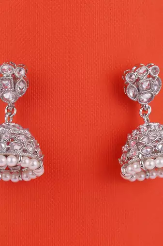 Charming round shape silver plated jhumki earring for women and girls