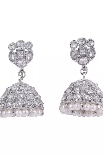 Charming round shape silver plated jhumki earring for women and girls