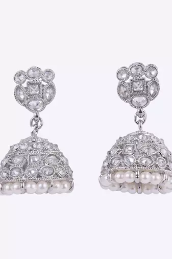 Charming round shape silver plated jhumki earring for women and girls