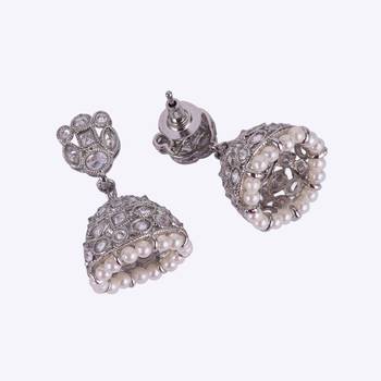 Charming round shape silver plated jhumki earring for women and girls 4