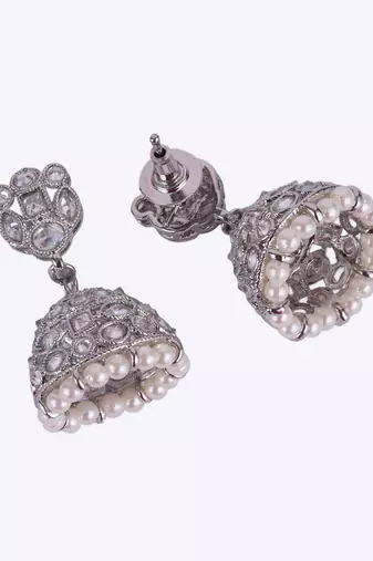 Charming round shape silver plated jhumki earring for women and girls