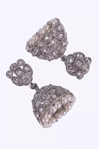 Charming round shape silver plated jhumki earring for women and girls