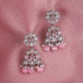 Modern round and leaf shape silver plated dangle earring for women and girls 1