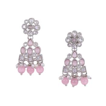 Modern round and leaf shape silver plated dangle earring for women and girls 2