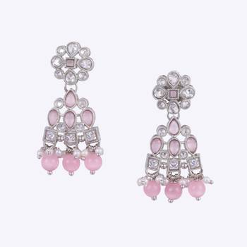 Modern round and leaf shape silver plated dangle earring for women and girls 3