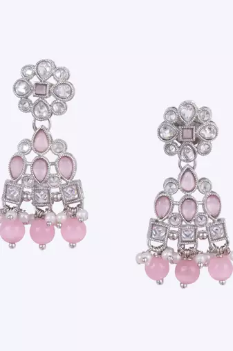 Modern round and leaf shape silver plated dangle earring for women and girls