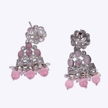 Modern round and leaf shape silver plated dangle earring for women and girls 5