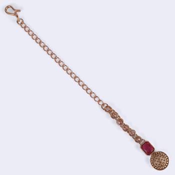 Finely round shape gold plated maang tikka for women and girls 3