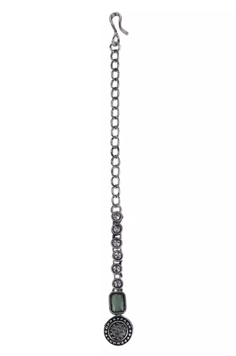 silver alloy maang tikka with round shape design