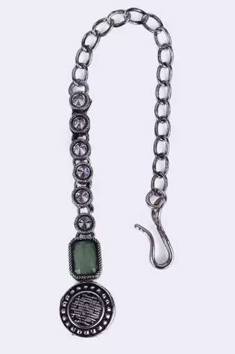silver alloy maang tikka with round shape design
