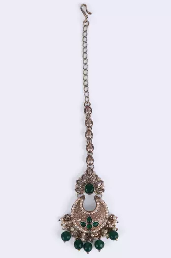 Incredible chandilier and flower design gold plated maang tikka for women and girls
