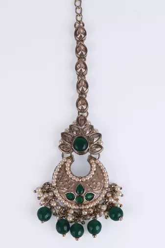Incredible chandilier and flower design gold plated maang tikka for women and girls