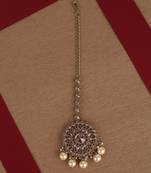 Lavish round and flower design gold plated maang tikka for women and girls