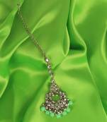 Splendid chandilier and flower design gold plated maang tikka for women and girls