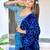 Blue printed cotton saree with blouse piece
