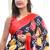 Black printed cotton saree with blouse piece